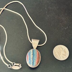 Sterling Silver Elegant Multicolor Pendant & Necklace